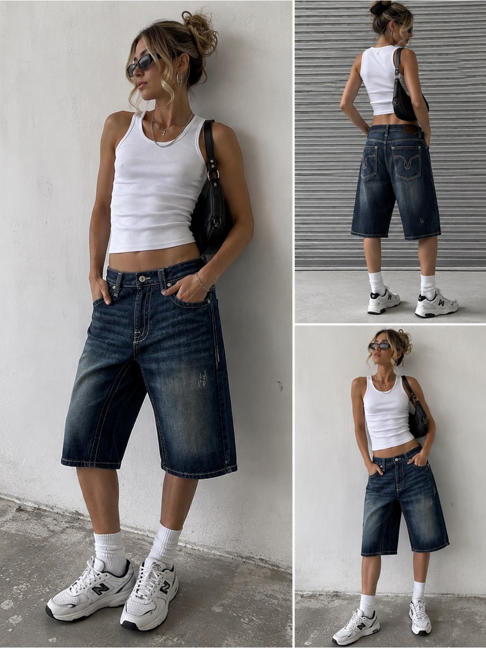GUESS Jeans size 31 Distressed Denim Bermuda Shorts Y2K Long Jorts